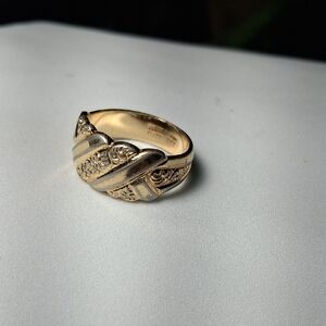 Vintage Ornate Scroll Etched Band Ring 18K Gold Electroplate Size 6